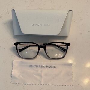 Michael Kors Black-to-Gray Gradient Optical Glasses with White Case